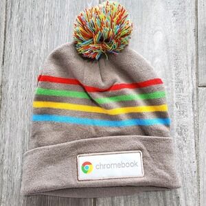 Google Chromebook Beanie Rainbow Tan Hat Employee Promo Swag Winter Ski